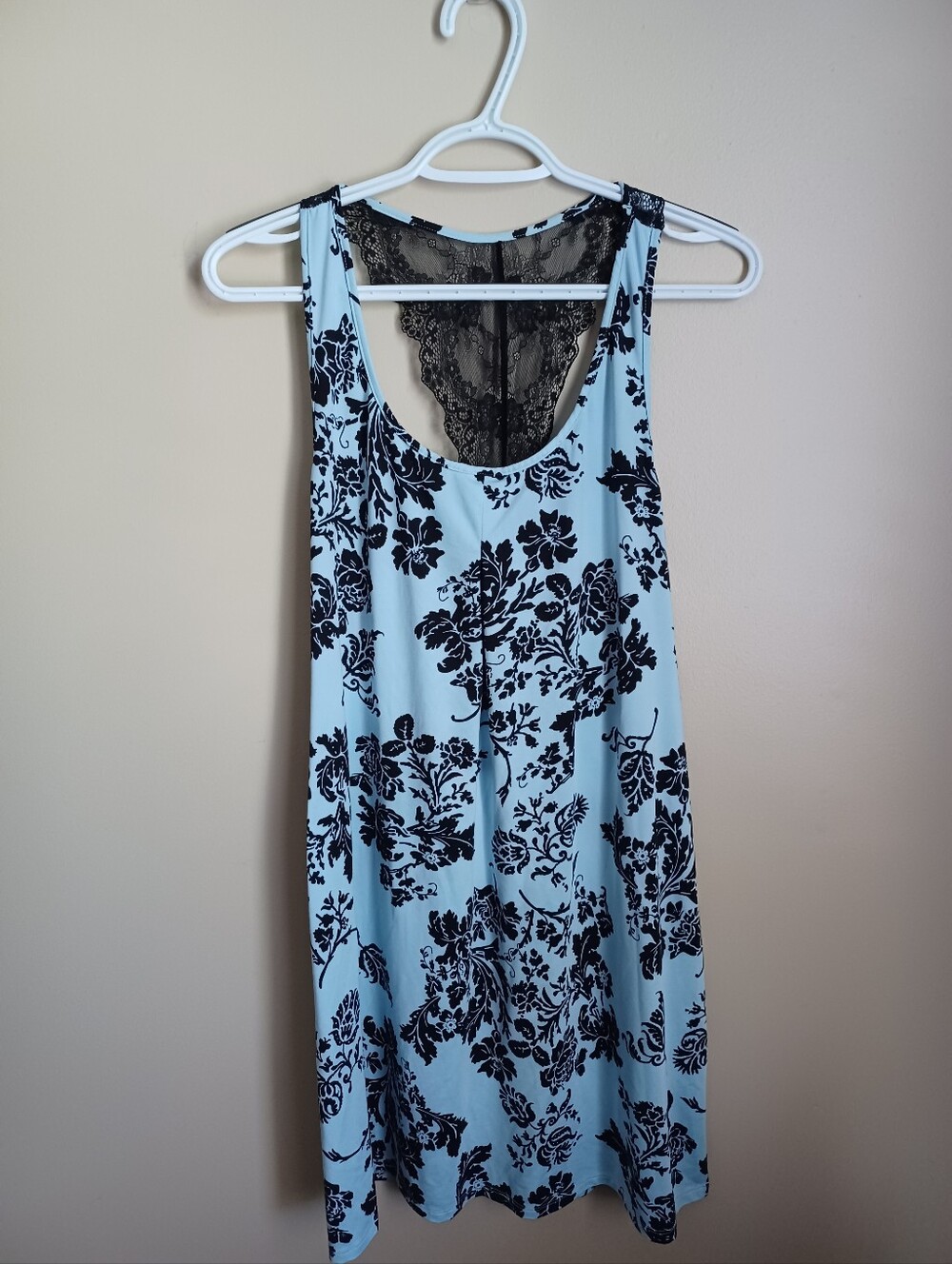 Women's Size M Apt. 9 Intimates Nightgown Sleepwear Blue Black Lace Back Design